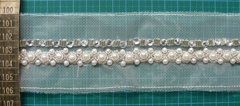 JT5581 mesh with sewing pearl beads 