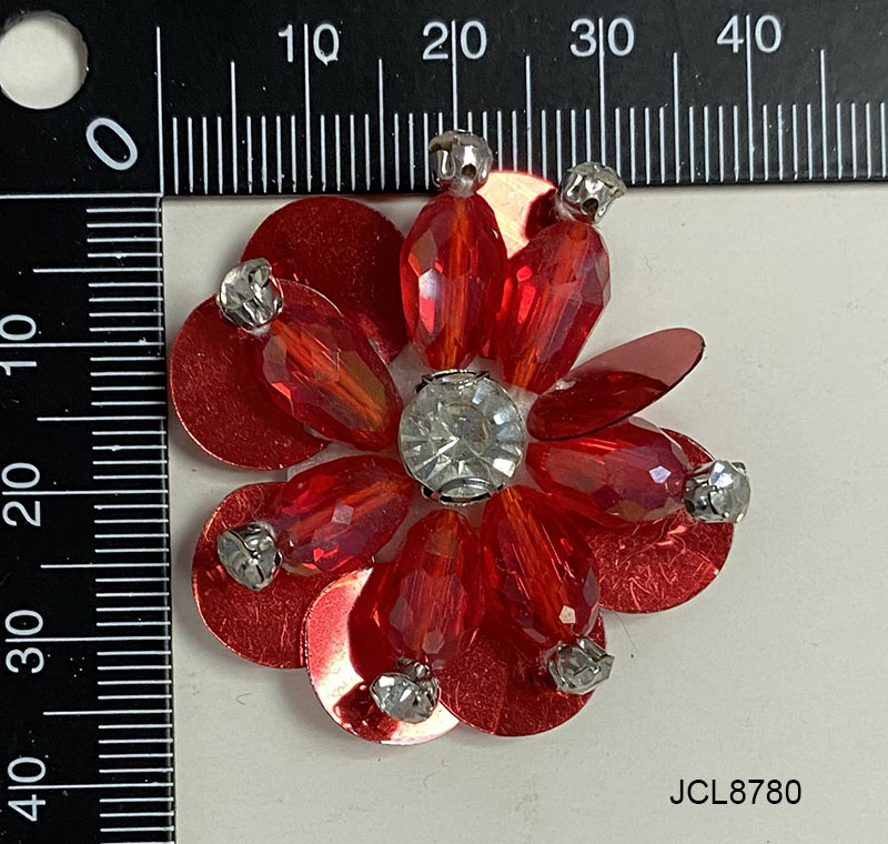 JCL8780 sequins with strass beads flower applique 